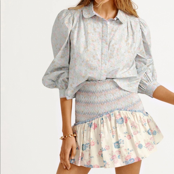 NWOT LOVESHACKFANCY SMOCKED ANGUILLA SKIRT - Picture 2 of 9